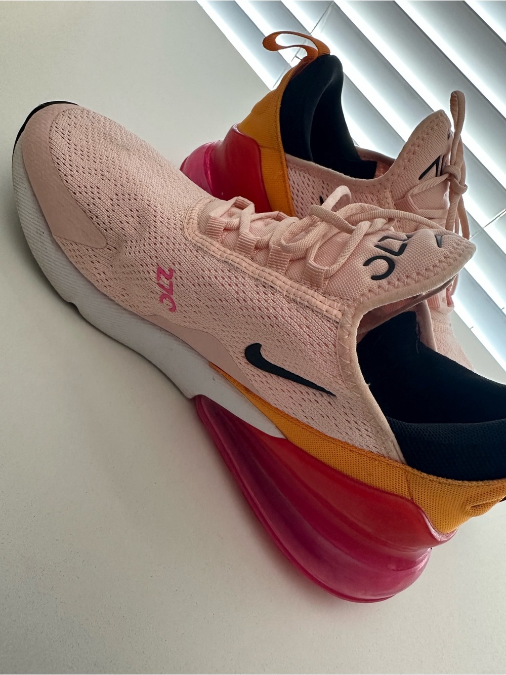 Nike Women’s Pink Mesh Sneakers with Orange and Black Accents - Picture 2 of 5